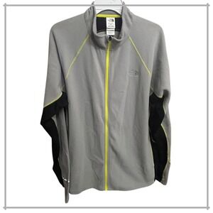 The North Face Mens Fleece Jacket Gray Yellow Black Zip Up XL TG Vaporwick